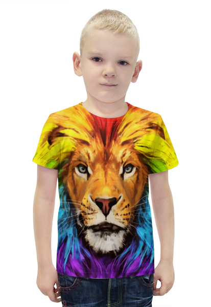 Заказать детскую футболку в Москве. Футболка с полной запечаткой для мальчиков  Царь зверей от DeFive  - готовые дизайны и нанесение принтов.