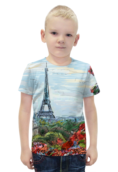 Заказать детскую футболку в Москве. Футболка с полной запечаткой для мальчиков Эйфелева башня от Александр Гришин - готовые дизайны и нанесение принтов.