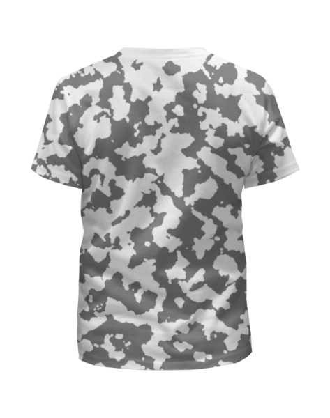 Заказать детскую футболку в Москве. Футболка с полной запечаткой для мальчиков Бело-Серый Камуфляж от armyshop - готовые дизайны и нанесение принтов.