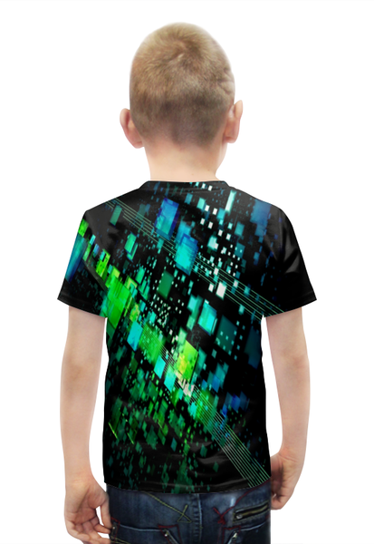 Заказать детскую футболку в Москве. Футболка с полной запечаткой для мальчиков Куб цветной от THE_NISE  - готовые дизайны и нанесение принтов.