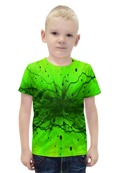 Заказать детскую футболку в Москве. Футболка с полной запечаткой для мальчиков Узор на зеленом от THE_NISE  - готовые дизайны и нанесение принтов.