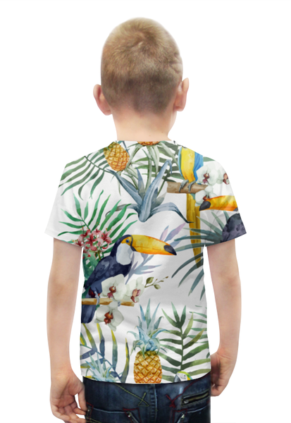 Заказать детскую футболку в Москве. Футболка с полной запечаткой для мальчиков Пеликан и ананасы от nadegda - готовые дизайны и нанесение принтов.