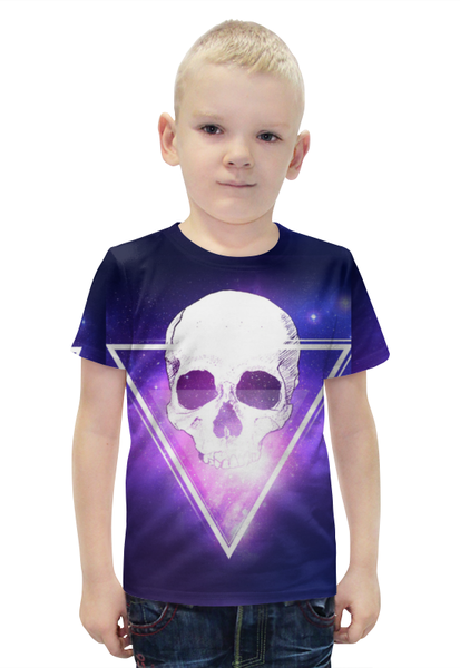 Заказать детскую футболку в Москве. Футболка с полной запечаткой для мальчиков Череп и треугольник от galaxy secret - готовые дизайны и нанесение принтов.