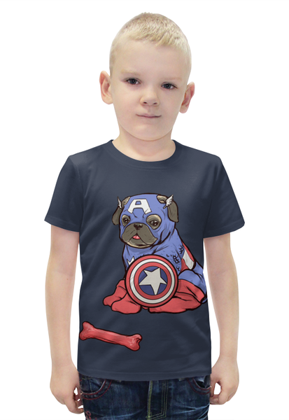 Заказать детскую футболку в Москве. Футболка с полной запечаткой для мальчиков Captain America  (1) от ПРИНТЫ ПЕЧАТЬ  - готовые дизайны и нанесение принтов.