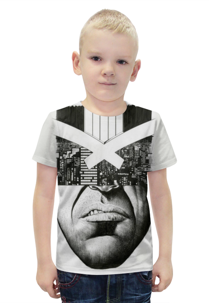 Заказать детскую футболку в Москве. Футболка с полной запечаткой для мальчиков Судья Дредд от scrat29@yandex.ru - готовые дизайны и нанесение принтов.