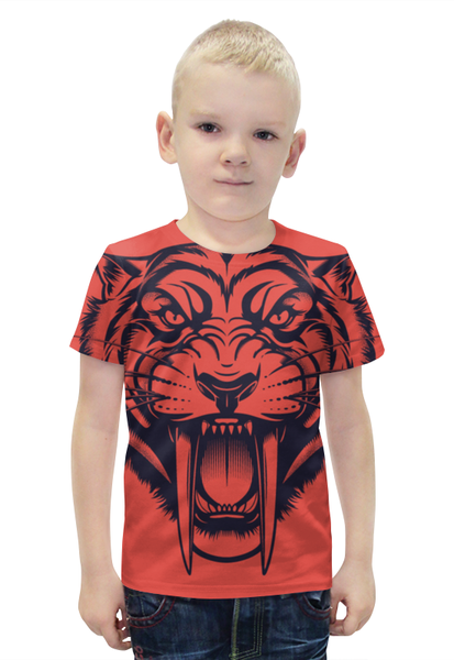 Заказать детскую футболку в Москве. Футболка с полной запечаткой для мальчиков Саблезубый тигр от Виктор Гришин - готовые дизайны и нанесение принтов.