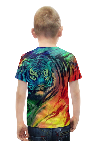 Заказать детскую футболку в Москве. Футболка с полной запечаткой для мальчиков Тигр арт от Dover - готовые дизайны и нанесение принтов.