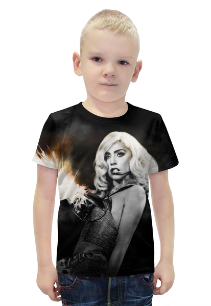 Заказать детскую футболку в Москве. Футболка с полной запечаткой для мальчиков Lady Gaga от Broadway music - готовые дизайны и нанесение принтов.
