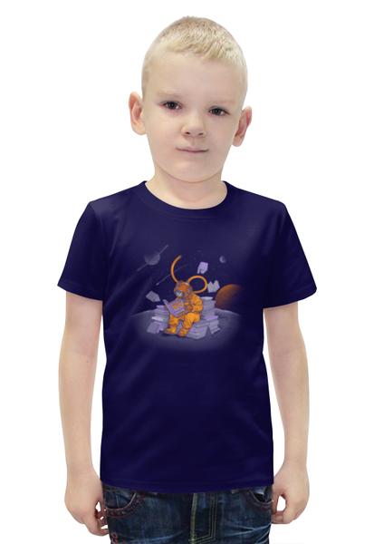 Заказать детскую футболку в Москве. Футболка с полной запечаткой для мальчиков Космические приключения от ISliM - готовые дизайны и нанесение принтов.