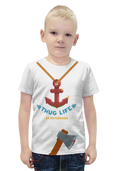 Заказать детскую футболку в Москве. Футболка с полной запечаткой для мальчиков Thug Life (St.Peterburg) от Биг Хамустер - готовые дизайны и нанесение принтов.