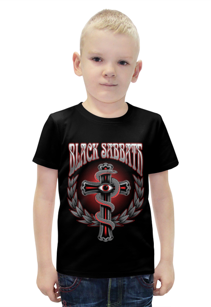 Заказать детскую футболку в Москве. Футболка с полной запечаткой для мальчиков Black Sabbath  от ПРИНТЫ ПЕЧАТЬ  - готовые дизайны и нанесение принтов.