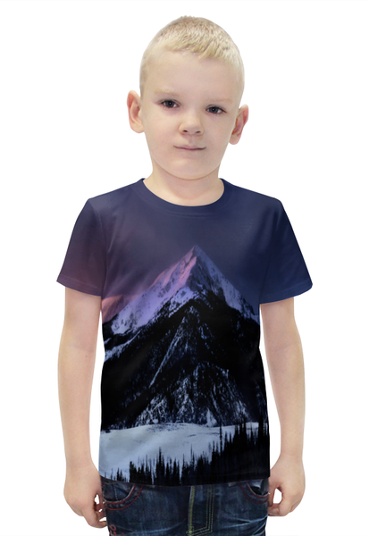 Заказать детскую футболку в Москве. Футболка с полной запечаткой для мальчиков Снежная гора от THE_NISE  - готовые дизайны и нанесение принтов.