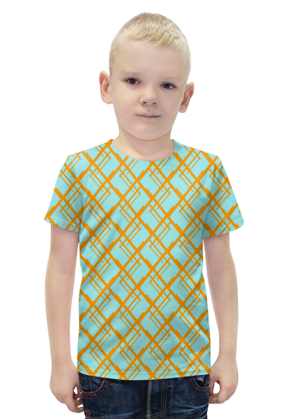 Заказать детскую футболку в Москве. Футболка с полной запечаткой для мальчиков Оранжевая клетка от THE_NISE  - готовые дизайны и нанесение принтов.