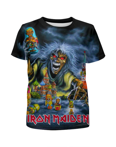 Заказать детскую футболку в Москве. Футболка с полной запечаткой для мальчиков Iron Maiden Band от Leichenwagen - готовые дизайны и нанесение принтов.
