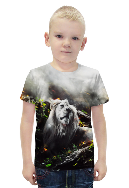 Заказать детскую футболку в Москве. Футболка с полной запечаткой для мальчиков Царь зверей от DeFive  - готовые дизайны и нанесение принтов.