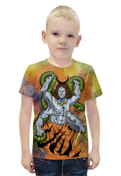 Заказать детскую футболку в Москве. Футболка с полной запечаткой для мальчиков Шива - верховный Бог от bloodrabbit - готовые дизайны и нанесение принтов.
