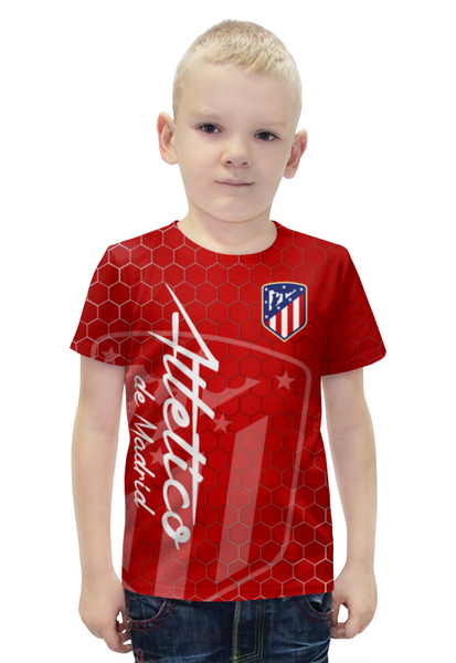 Заказать детскую футболку в Москве. Футболка с полной запечаткой для мальчиков Атлетико Мадрид от geekbox - готовые дизайны и нанесение принтов.