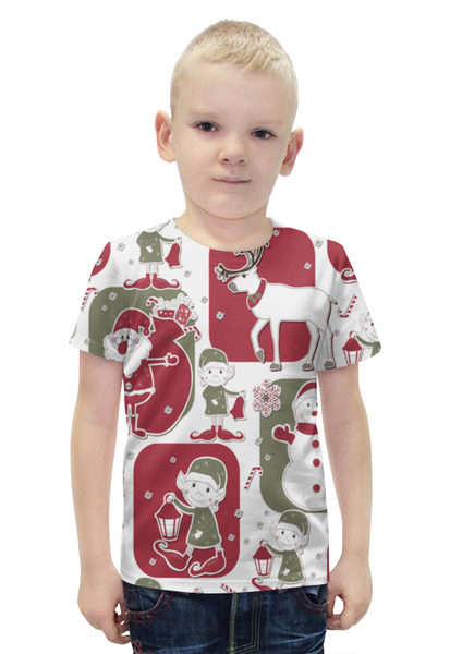 Заказать детскую футболку в Москве. Футболка с полной запечаткой для мальчиков Эльф и олени от THE_NISE  - готовые дизайны и нанесение принтов.
