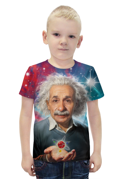 Заказать детскую футболку в Москве. Футболка с полной запечаткой для мальчиков Альберт Эйнштейн от aleks_say - готовые дизайны и нанесение принтов.