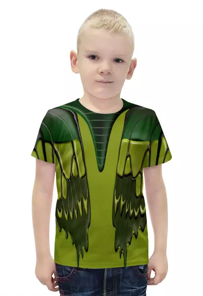 Заказать детскую футболку в Москве. Футболка с полной запечаткой для мальчиков Кожаные зеленые мотивы от Alexey Evsyunin - готовые дизайны и нанесение принтов.