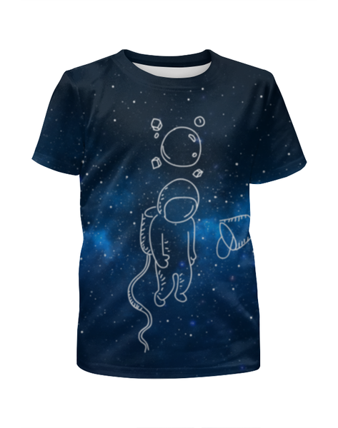 Заказать детскую футболку в Москве. Футболка с полной запечаткой для мальчиков Грустный космонавт от megashmot - готовые дизайны и нанесение принтов.