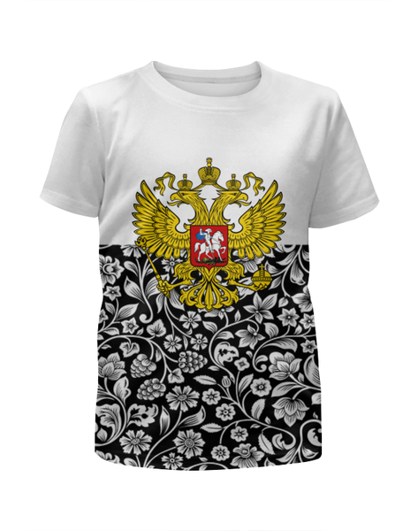 Заказать детскую футболку в Москве. Футболка с полной запечаткой для мальчиков Цветы и герб от THE_NISE  - готовые дизайны и нанесение принтов.