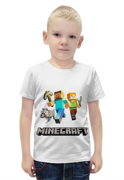Заказать детскую футболку в Москве. Футболка с полной запечаткой для мальчиков Майнкрафт Minecraft от MariYang  - готовые дизайны и нанесение принтов.