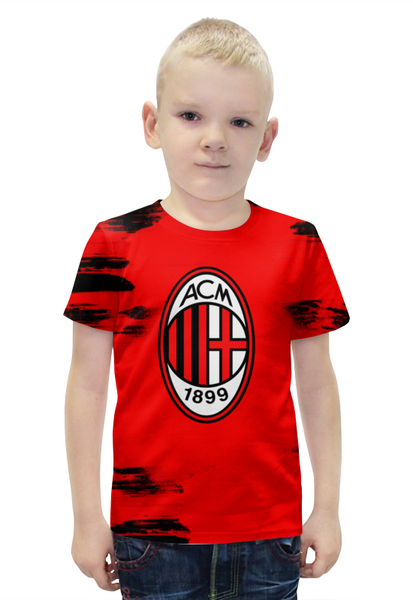 Заказать детскую футболку в Москве. Футболка с полной запечаткой для мальчиков AC Milan от THE_NISE  - готовые дизайны и нанесение принтов.