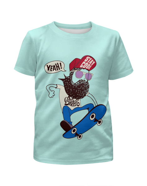 Заказать детскую футболку в Москве. Футболка с полной запечаткой для мальчиков Скейтер с бородой от denis01001 - готовые дизайны и нанесение принтов.