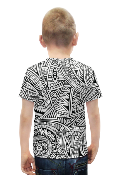 Заказать детскую футболку в Москве. Футболка с полной запечаткой для мальчиков черно-белый узор от THE_NISE  - готовые дизайны и нанесение принтов.