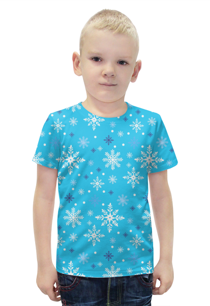 Заказать детскую футболку в Москве. Футболка с полной запечаткой для мальчиков Снежинки от THE_NISE  - готовые дизайны и нанесение принтов.