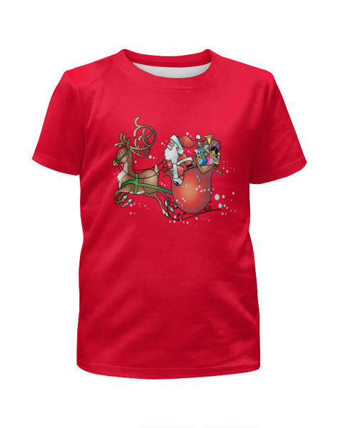 Заказать детскую футболку в Москве. Футболка с полной запечаткой для мальчиков Новогодние сани от THE_NISE  - готовые дизайны и нанесение принтов.