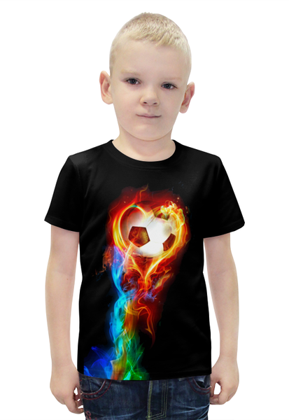 Заказать детскую футболку в Москве. Футболка с полной запечаткой для мальчиков Огненный мяч от solntse - готовые дизайны и нанесение принтов.