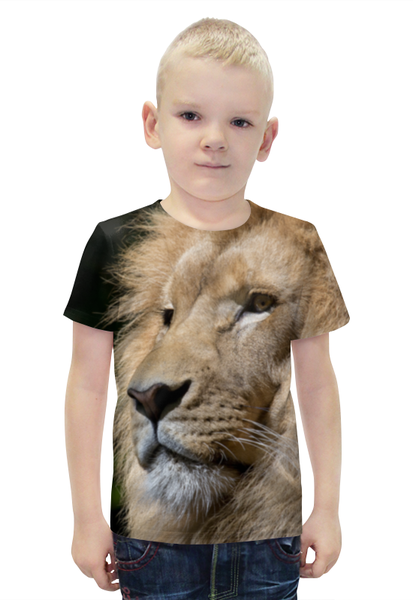 Заказать детскую футболку в Москве. Футболка с полной запечаткой для мальчиков Хищник лев от weeert - готовые дизайны и нанесение принтов.