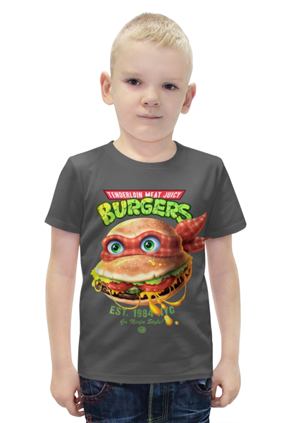 Заказать детскую футболку в Москве. Футболка с полной запечаткой для мальчиков Burgers  от ПРИНТЫ ПЕЧАТЬ  - готовые дизайны и нанесение принтов.