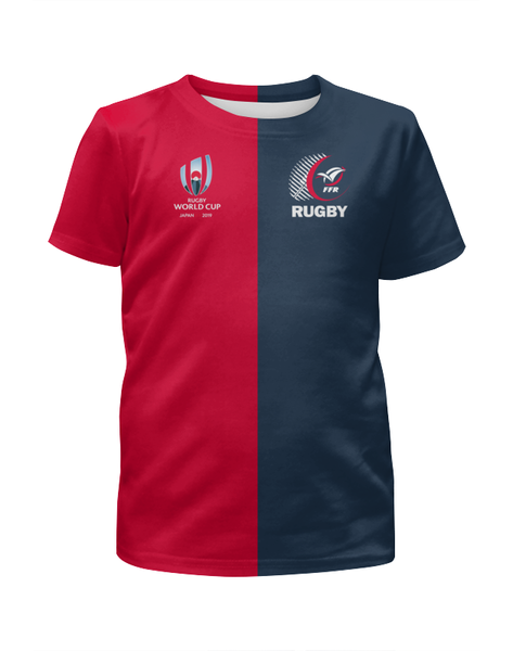 Заказать детскую футболку в Москве. Футболка с полной запечаткой для мальчиков Франция - Кубок Мира по регби от rugby - готовые дизайны и нанесение принтов.