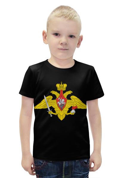 Заказать детскую футболку в Москве. Футболка с полной запечаткой для мальчиков Вооружённые Силы. Эмблема от Виктор Гришин - готовые дизайны и нанесение принтов.