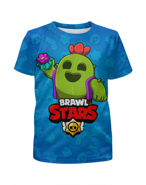 Заказать детскую футболку в Москве. Футболка с полной запечаткой для мальчиков BRAWL STARS SPIKE от geekbox - готовые дизайны и нанесение принтов.