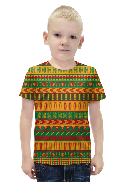 Заказать детскую футболку в Москве. Футболка с полной запечаткой для мальчиков ETHNIC от CoolDesign - готовые дизайны и нанесение принтов.