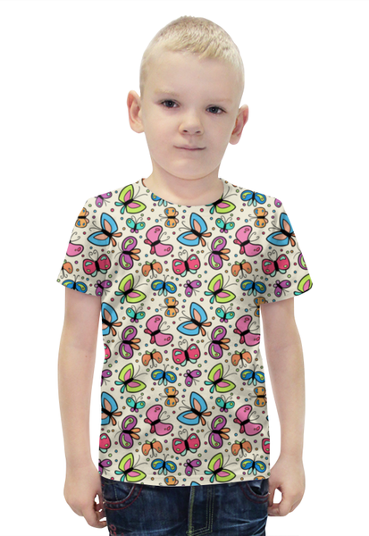 Заказать детскую футболку в Москве. Футболка с полной запечаткой для мальчиков Бабочки от Romanova - готовые дизайны и нанесение принтов.