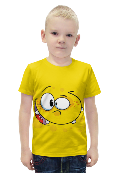Заказать детскую футболку в Москве. Футболка с полной запечаткой для мальчиков Смайлик от ПРИНТЫ ПЕЧАТЬ  - готовые дизайны и нанесение принтов.
