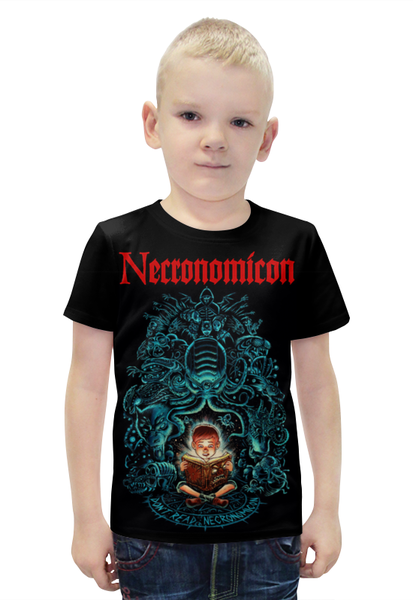 Заказать детскую футболку в Москве. Футболка с полной запечаткой для мальчиков Necronomicon от Leichenwagen - готовые дизайны и нанесение принтов.