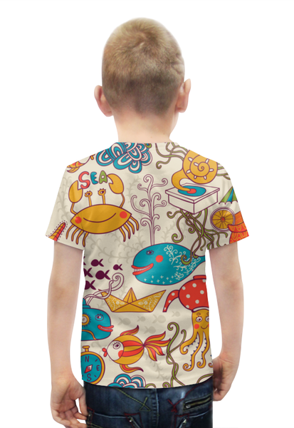 Заказать детскую футболку в Москве. Футболка с полной запечаткой для мальчиков Морские обитатели от nadegda - готовые дизайны и нанесение принтов.