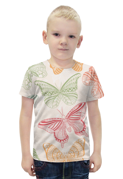Заказать детскую футболку в Москве. Футболка с полной запечаткой для мальчиков Бабочки от BeliySlon - готовые дизайны и нанесение принтов.
