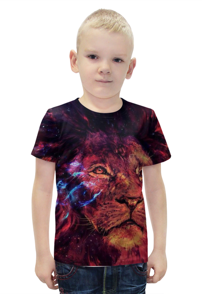 Заказать детскую футболку в Москве. Футболка с полной запечаткой для мальчиков Царь зверей от Dover - готовые дизайны и нанесение принтов.