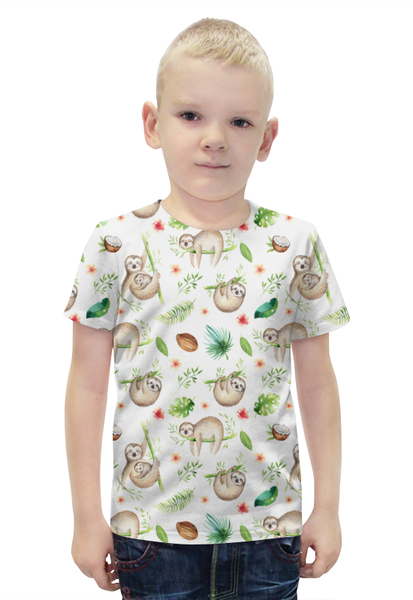 Заказать детскую футболку в Москве. Футболка с полной запечаткой для мальчиков ленивец от THE_NISE  - готовые дизайны и нанесение принтов.