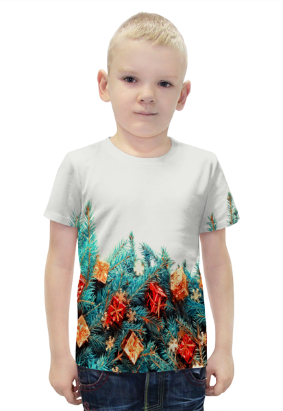 Заказать детскую футболку в Москве. Футболка с полной запечаткой для мальчиков Игрушки на елке от THE_NISE  - готовые дизайны и нанесение принтов.