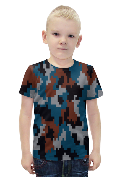 Заказать детскую футболку в Москве. Футболка с полной запечаткой для мальчиков Пиксели армейские от THE_NISE  - готовые дизайны и нанесение принтов.