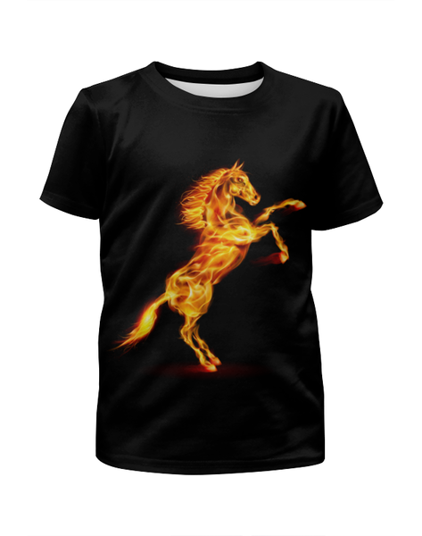 Заказать детскую футболку в Москве. Футболка с полной запечаткой для мальчиков Огненная лошадь от Ирина - готовые дизайны и нанесение принтов.