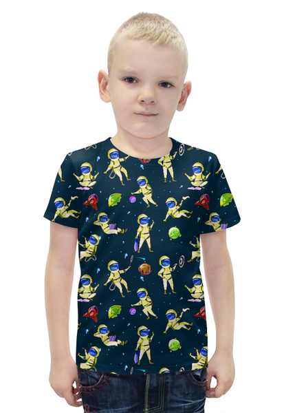 Заказать детскую футболку в Москве. Футболка с полной запечаткой для мальчиков Космонавты от T-shirt print  - готовые дизайны и нанесение принтов.